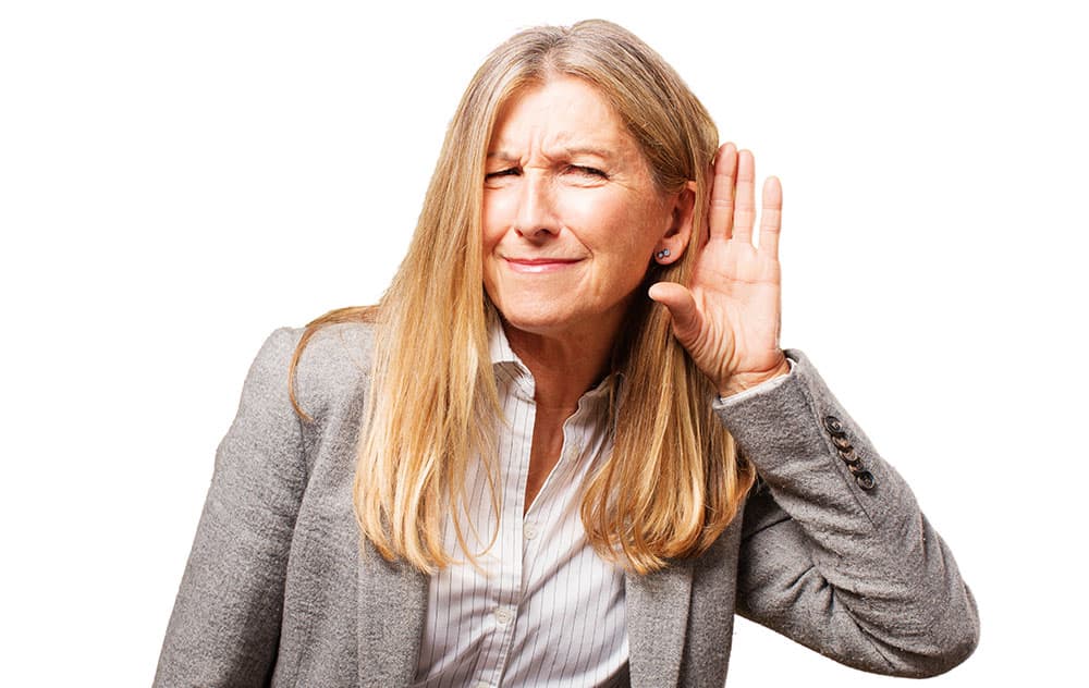Woman struggling to hear